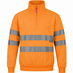 Sweat de travail col zippé haute visibilité